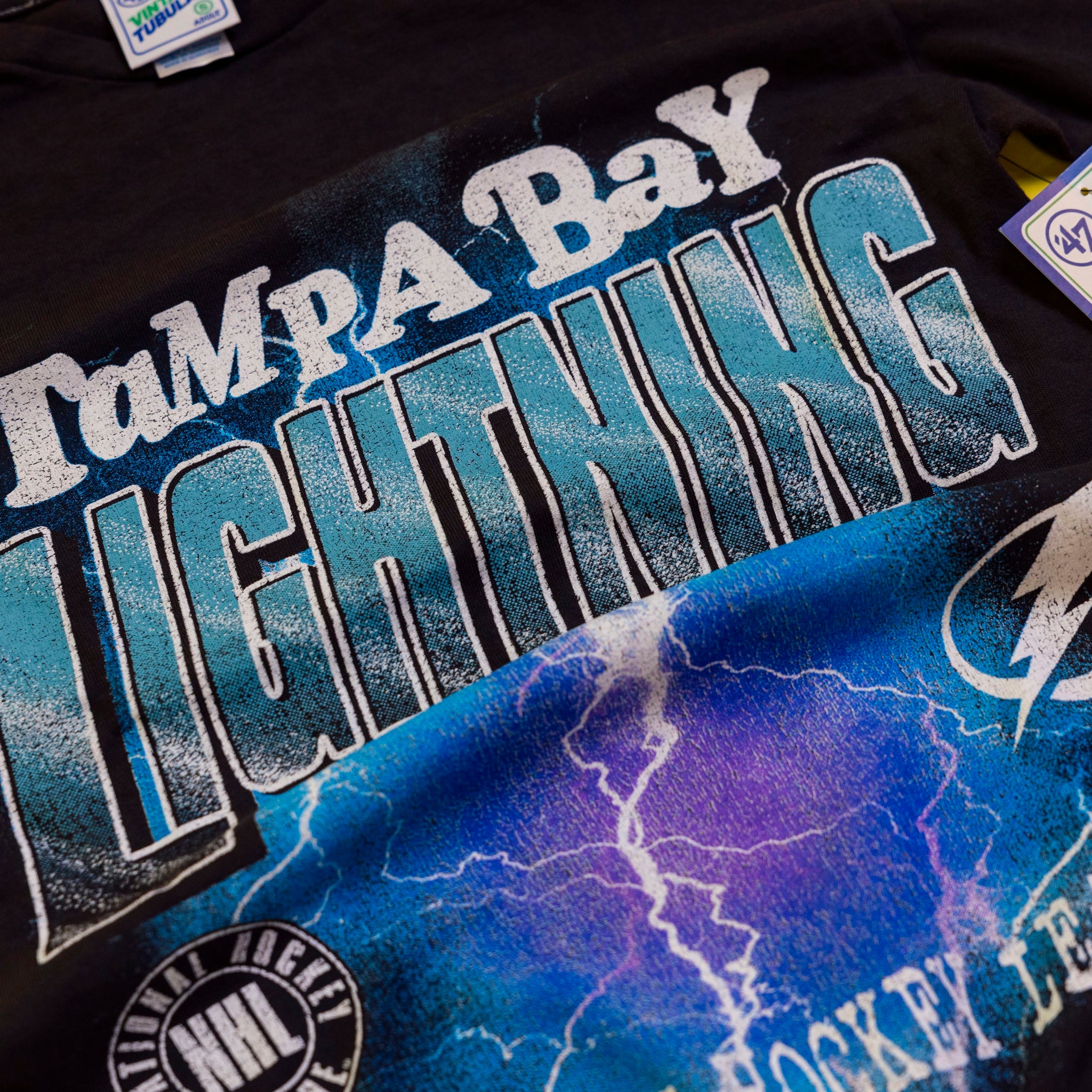 Vintage 90's Tampa Bay store Lightning T-Shirt Tie Dye Blue Gray Liquid Blue Mens XL